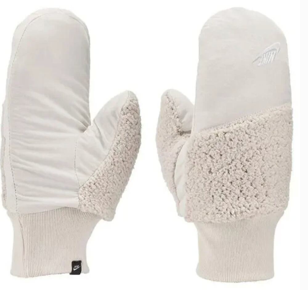 Nike Sherpa Fleece Mittens Cream XS/S NWT